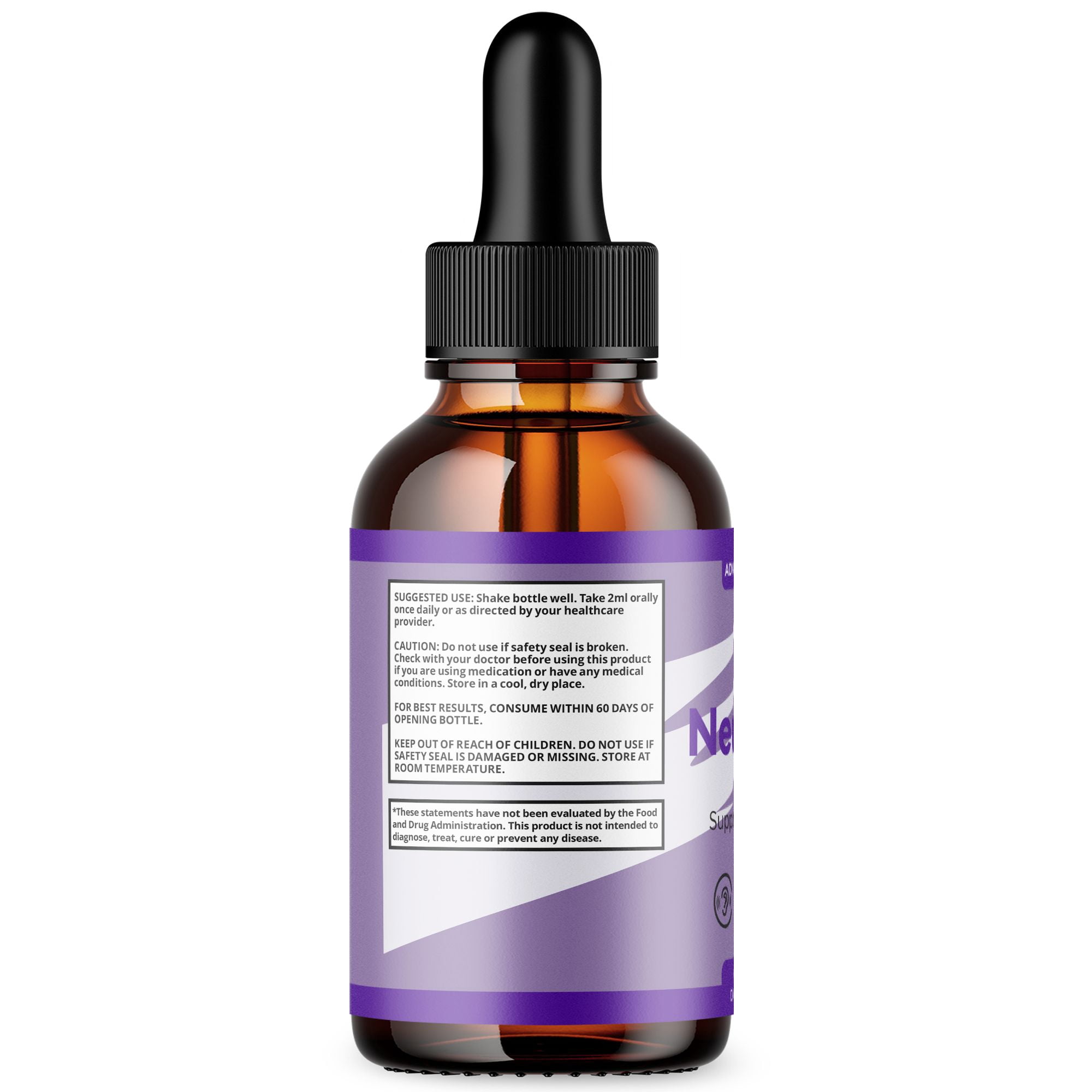 Neurozen Advanced Formula Ear Health Support Drops Hearing Supplement Neuro Zen Vitamins Taken Daily 1 Month Supply 30 Servings