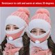 thumbnail image 3 of Gorro de punto de invierno 3 en 1, conjunto de bufanda con cubierta para la cara y valor transpirable, forro polar cálido a prueba de viento con pompón para mujeres y niñas, ciclismo, esquí, 3 of 9