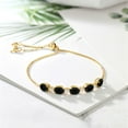 thumbnail image 4 of Gem Stone King 18K Yellow Gold Plated Silver Black Onyx and White Created Sapphire Tennis Bracelet for Women (8.20 Cttw, Gemstone Birthstone, Fully Adjustable up to 9 inch), 4 of 5