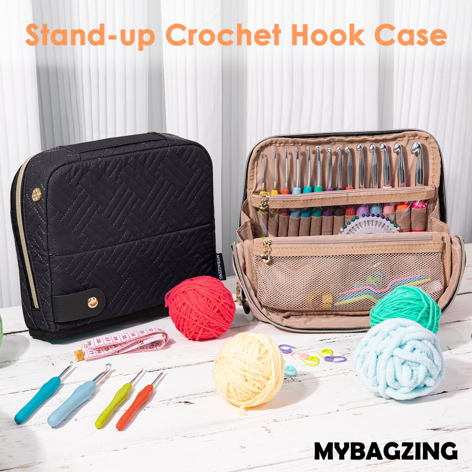 Empty Crochet Hook Case - Crochet Hook Organizer Case Stand Up (Upgraded) -Corchet Organizer - for Crochet Accessories