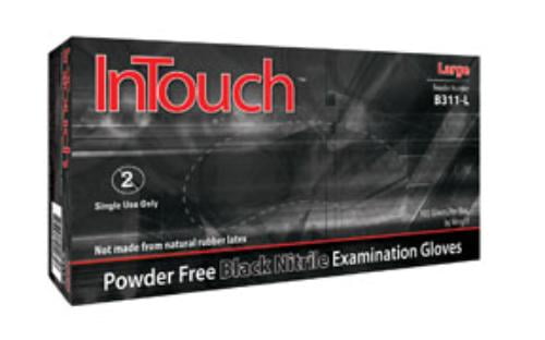 Atlantic Safety Products ATL-B311-S Intouch Powder Free Black Nitrile Exam Gloves, Small