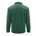thumbnail image 3 of Fgnfyis Mens Suede Sweatshirts Stand Collar Button up Long Sleeve Pullover with Elbow Patches Green L, 3 of 5