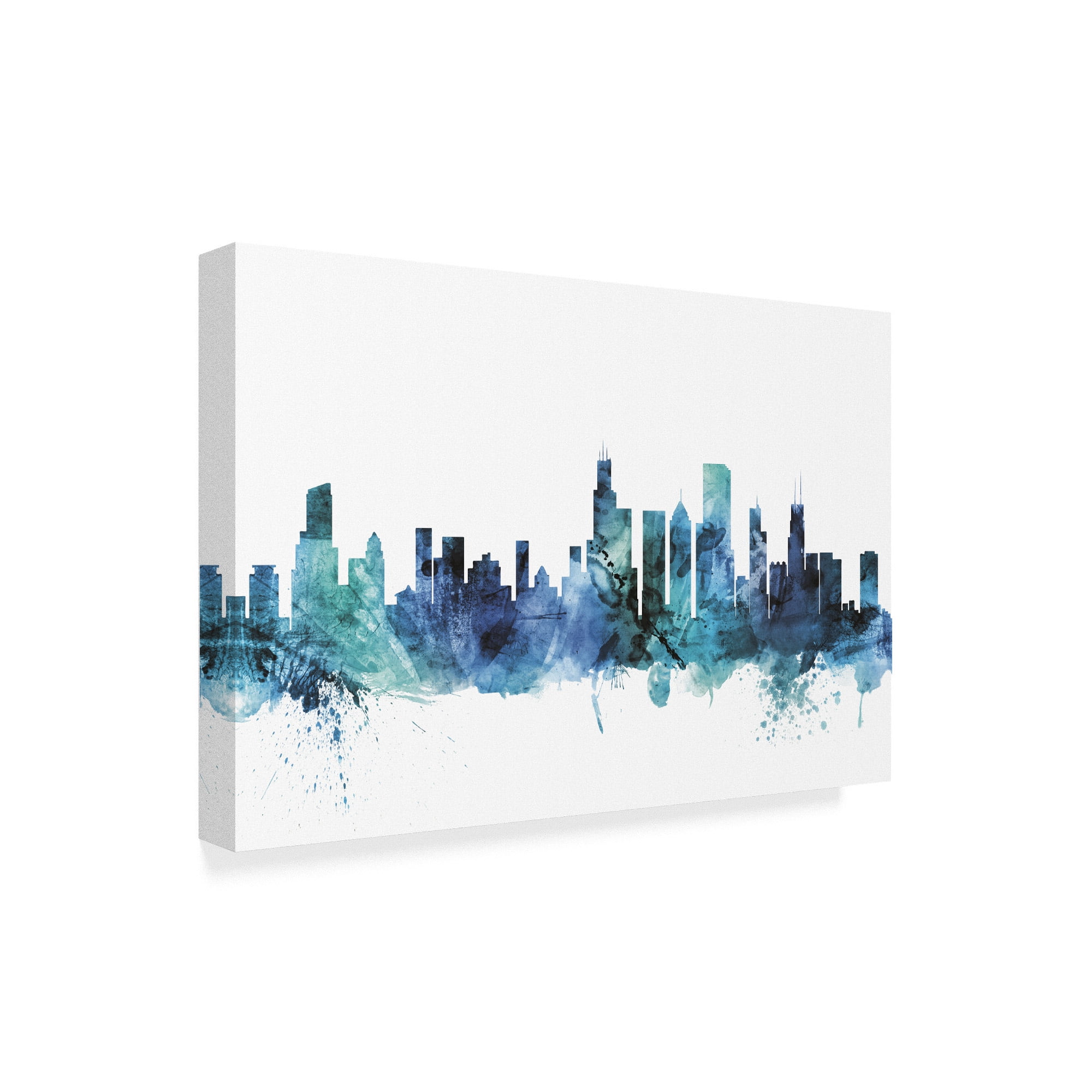 Trademark Fine Art 'Chicago Illinois Blue Teal Skyline' Canvas Art by Michael Tompsett