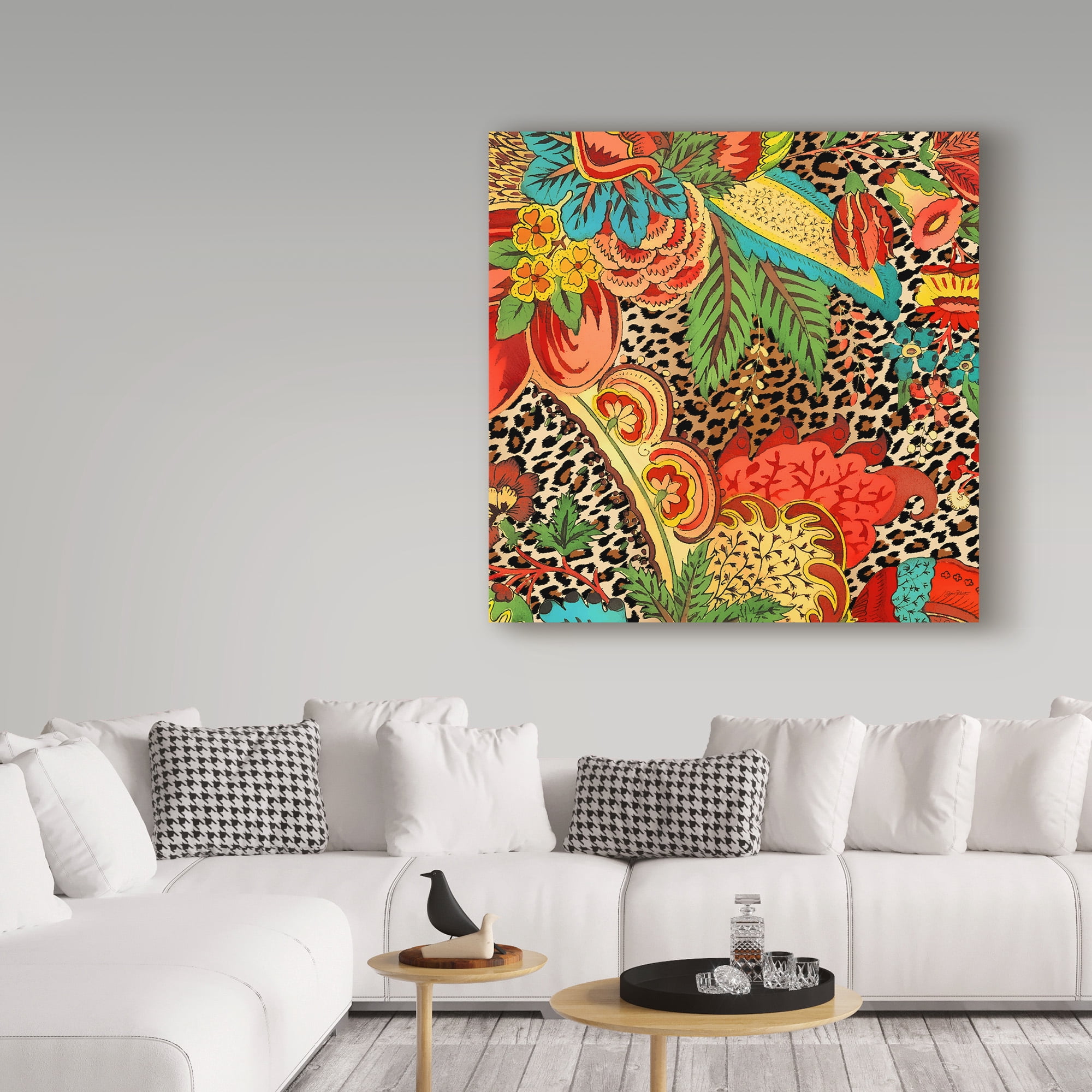 Trademark Fine Art 'Floral Leopard 1' Canvas Art by Jean Plout