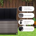 thumbnail image 6 of Ainfox Outdoor 120 Gallons Storage Deck Box with Waterproof Liner, Patio Wicker Rattan Bench Bin with Lid, Universal Wheels for Patio Furniture Pillows, Cushions, Gardening Tools(Gradient Grey), 6 of 9