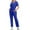 Blue, variant on ZZwxWA Scrubs for Women Set 2 Piece Nurse Uniform Short Sleeve V Neck Tie Waisted Tops Straight Leg Pants Medical Workwear Solid Color