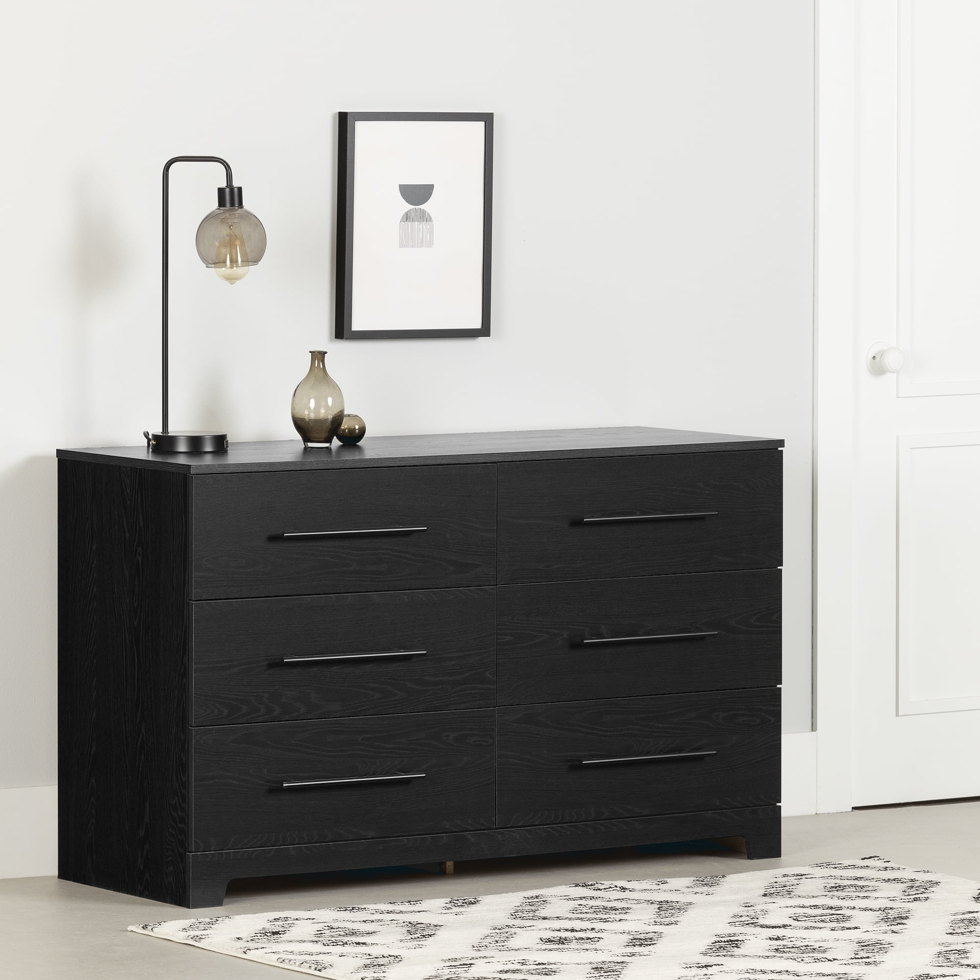South Shore Primo 6-Drawer Dresser for Adult, in Black Oak