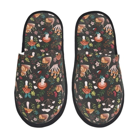 

Rateoe Mushroom Snail Pattern Fuzzy Slippers Fuzzy Soft House Slippers Plush Furry Warm Cozy Open Toe Fluffy Home Shoes-Large