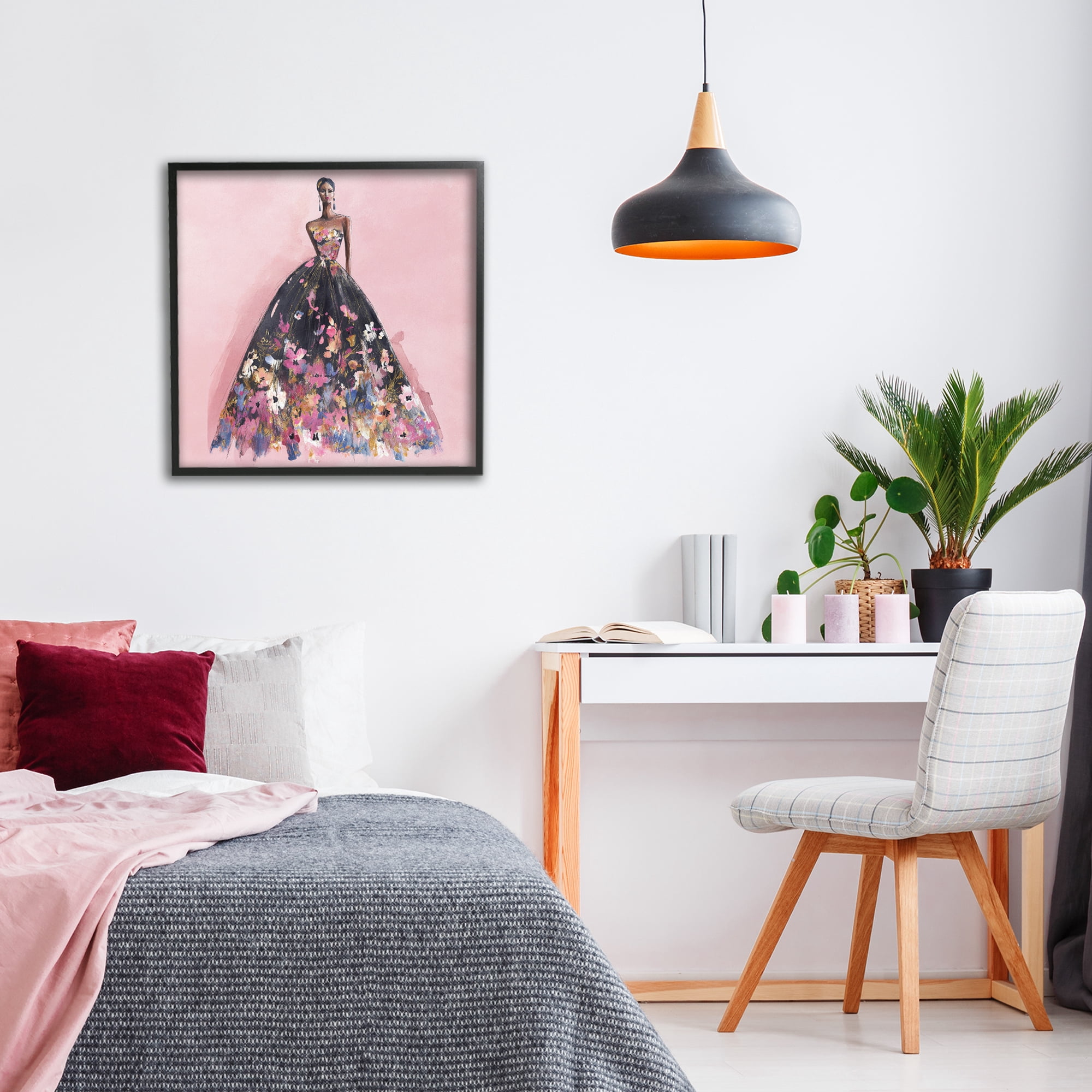 Stupell Industries Floral Reverie Gown Black Framed Giclee Art, design by Svetlana Aleynikova