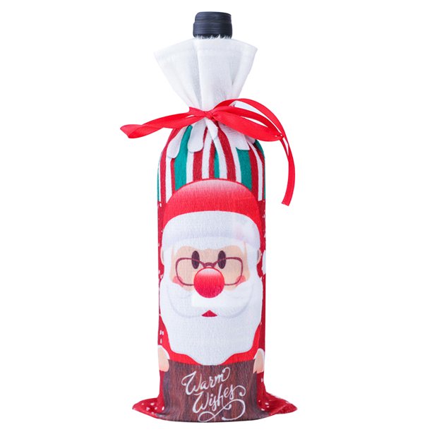 Wosthever Nueva y adorable funda para botella de vino, dibujos animados de Navidad, muñeco de nieve, anciano, fiesta en casa, funda con cordón Herramientas y accesorios para hornear 1