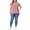 thumbnail image 2 of Agnes Orinda Women's Plus Size Blouses Swiss Dots Notched Neck Ruffle Sleeve Cute Basic Tops 2X Gray Purple, 2 of 6