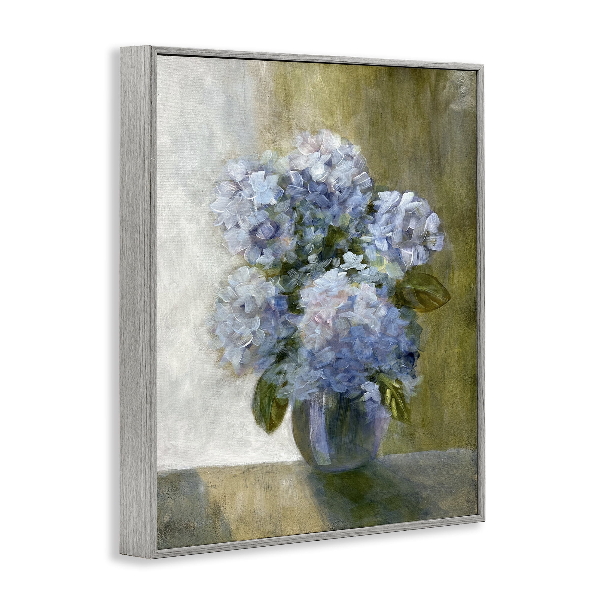 Stupell Industries Hydrangeas in Vase Botanical & Floral Painting Gray Framed Art Print Wall Art, 11 x 14