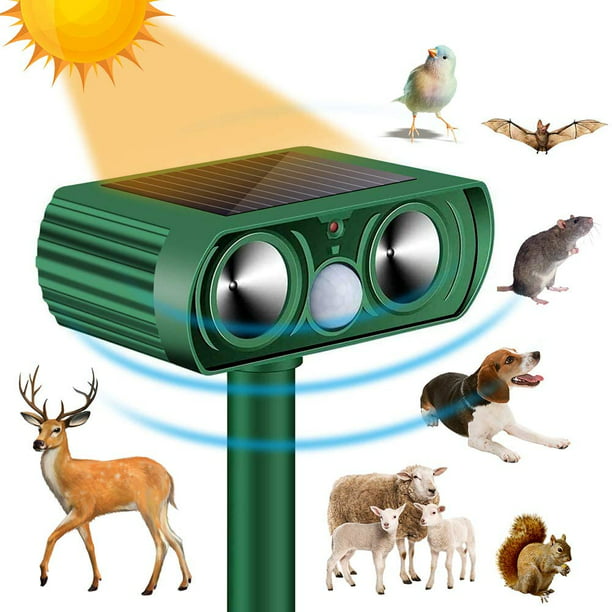 AIJIA Ultrasonic Animal Repellent, Outdoor Solar Powered, and Waterproof  PIR Sensor Repeller, Effectively Scares Away Cats, Dogs, Foxes, Birds -  