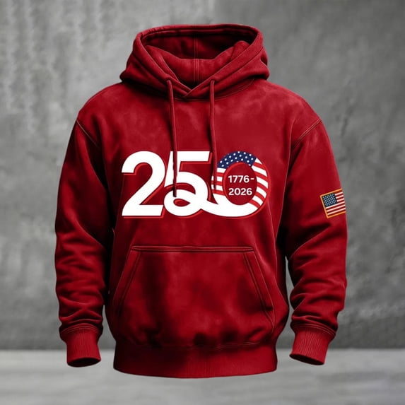 Men's Retro American 250th Hoodie USA 250th Anniversary Shirt Anniversary Flag Print Hoodie for Men