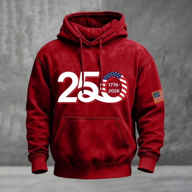 Men's Retro American 250th Hoodie USA 250th Anniversary Shirt Anniversary Flag Print Hoodie for Men