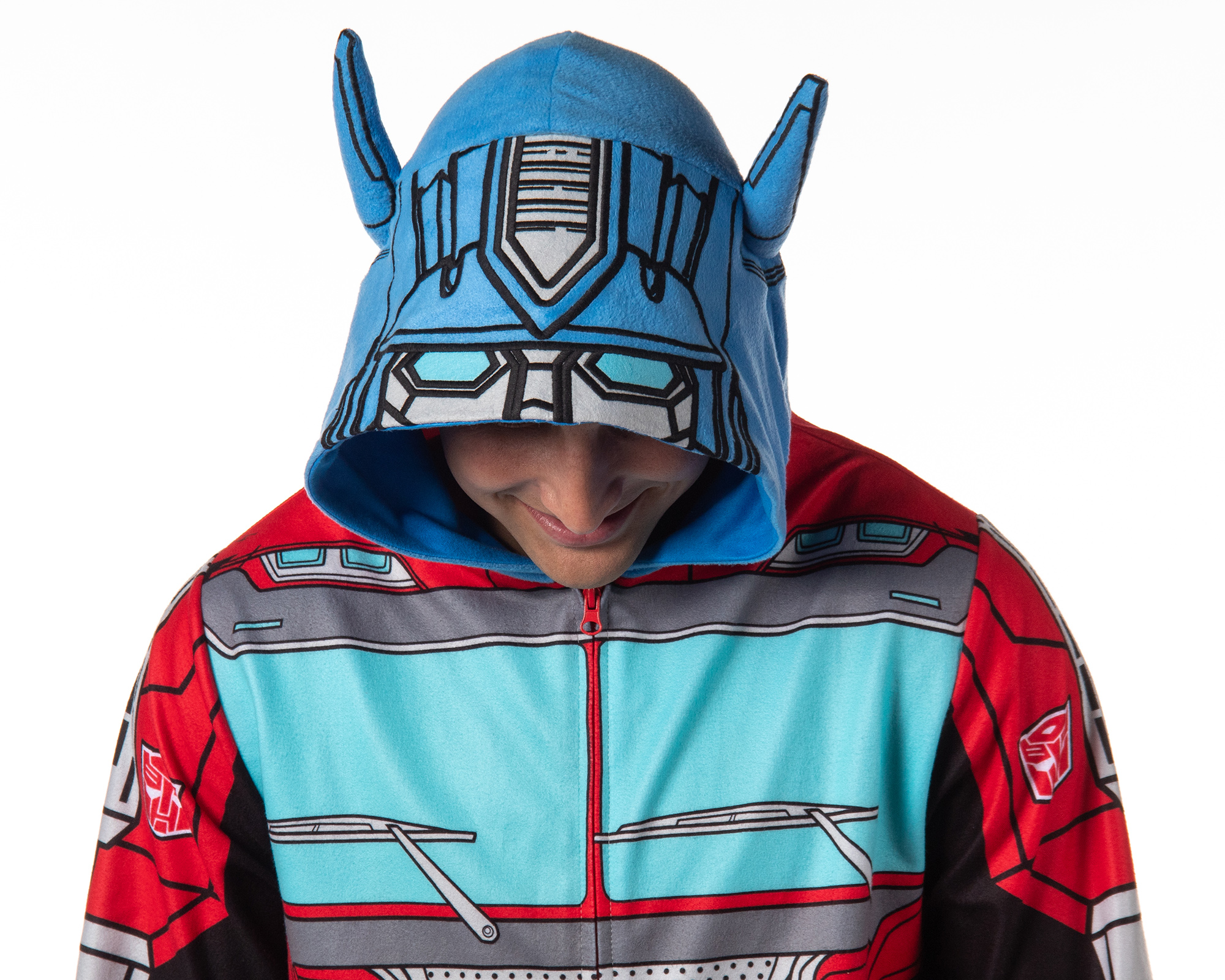 Transformers Men's Retro Character Union Suit One Piece Costume Hooded Pajama
