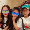 thumbnail image 2 of Sylvtty Light Up Neon Rave Glasses Flashing Shutter Glasses El Wire LED Sunglasses Glowing DJ Costumes for 80s Parties Music Festival, 2 of 7