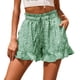 thumbnail image 2 of MKLEKYY Pantalones Cortos Deportivos para Mujer, Informales, Elásticos, de Cintura Alta, con Volantes y Estampado Floral, Cómodos Pantalones Cortos de Playa de Verano con Bolsillo, 2 of 4