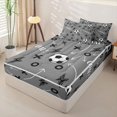 thumbnail image 3 of Homewish Soccer GOAL Zipper Full Size Comforter Sets with Fitted Sheet and 2 Pillowcases, Gray Stripes Zipper Bedding Set for Boys and Girls, Black Reversible, 4 Pieces, 3 of 6