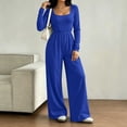 thumbnail image 3 of Bloomae One Piece Jumpsuits for Women Dressy Casual Long Sleeve Crewneck Basic Solid Color Elastic High Waist Wide Leg Romper Overalls Fall Outfits 2026, 3 of 8