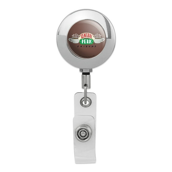 Friends Central Perk Logo Retractable Reel Premium Metal Chrome Badge ID Card Holder Clip