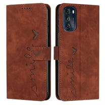 Dteck Wallet Case for Motorola Moto G 5G 2022,PU Leather Magnetic Flip Card Slots Kickstand Phone Cover with Wrist Strap,Brown
