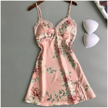 

Fiudx Women Fashion Lace Sling Vest Hollow Floral See-Through Ladies Nightdress Set New Releases 1064