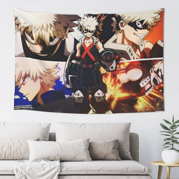 My Hero Academia Bakugo Katsuki Tapestry Wall Hanging Home Decoration Wall Blanket Dormitory Living Room Bedroom Backdrop Poster( 60x40inch)