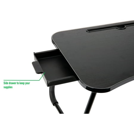 Mind Reader - Foldable Bed Tray with Storage Drawer - Black