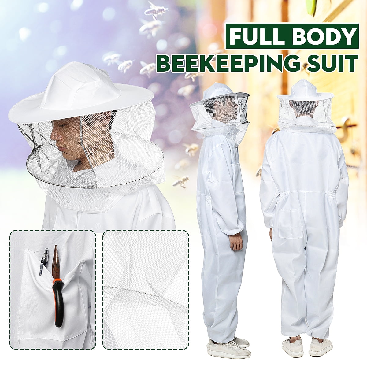 Insect Resistant Siamese Protective Suit Bee Keeping with Hood Bee Equipment