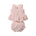 thumbnail image 2 of Bagilaanoe 2pcs Newborn Baby Girl Short Pants Set Sleeveless Daisy/Sun Print Vest Tops + Shorts 3M 6M 12M 18M Infant Casual Summer Outfits, 2 of 7