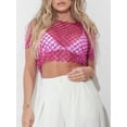 thumbnail image 6 of KelaJuan Women's Beaded Crop Tops Round Neck Short Sleeve See Through Sparkle Short Tops for Summer, 6 of 6