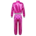 thumbnail image 2 of Eandarui Kids Boys Girls Long Sleeves Bomber Jacket and Sweatpants Set Jazz Hip Hop Metallic Dance Rose 12, 2 of 5