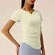 thumbnail image 4 of Pantalones de Yoga de Verano para Mujeres Ligera Camiseta de Manga Corta con Cuello en V, Camiseta Pliegada para Correr Y Yoga, 4 of 7