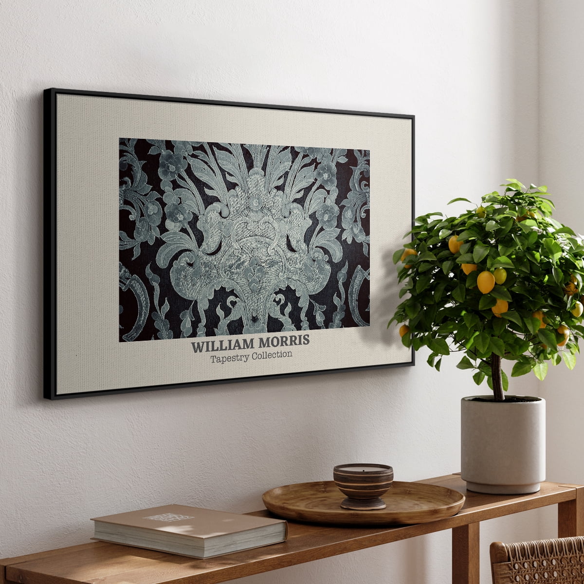 Vintage Abstract Print-XLII Framed in Black Wood Gallery Wrapped Canvas 25 in. x 37 in.