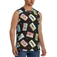 thumbnail image 2 of Fotbe Men's Colorful Retro Tape Print Men's Sleeveless Muscle Tank Tops Casual T-Shirts for Gym Workout Beach-XX-Large, 2 of 8