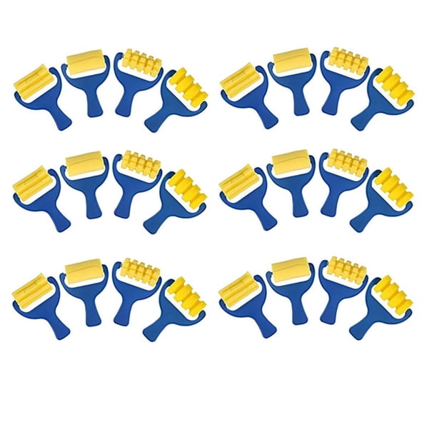 Conjunto de 24 Piezas de Esponja Pincel de Rodillo de Pintura DIY NiñOs Pinceles de Pintura Kid Art Craft Painting Tool
