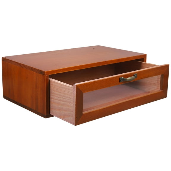 OUNONA  Desk Organizer Storage Case Solid Wood Drawer Box Office