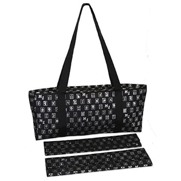 Mah Jongg Direct Black & Silver MJ Designer Logo Soft Replacement Case, includes two matching wraps and a bonus bag, (Replacement Soft Case Only - tiles, trays, racks and pushers not included)
