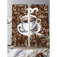 thumbnail image 3 of Coffee Cup Beans Sheer Curtains for Living Room Bedroom, Cafe Retro Dark Brown Background Vintage Light Filtering Sheer Curtains, Rod Pocket Voile Window Drapes, 2 Panels Set 52"x 108", 3 of 7