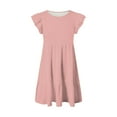 thumbnail image 4 of felwors Girls Summer Short Sleeve Dress A Line Swing Basic Skater Twirl Party Dresses 5-14 Years (9-10 Years, Light Pink), 4 of 5