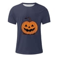 thumbnail image 4 of Mens Shirts Halloween Ghost Pumpkin T-shirt Short Sleeved Printed Round Neck Blouses Navy M T-shirts for Men, 4 of 5