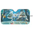 thumbnail image 3 of Xixirimido Car Windshield Sun Shade Car Sun Visor Block UV Rays Foldable Automotive Windshield Sunshades Front Window Sun Blocker Keep Your Vehicle Cool, Sharks Fishes Undersea, 3 of 8