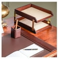 thumbnail image 4 of Leather Letter Trays, Chocolate Brown (A3420) - Double Desk Organizer - Stackable File Holder - Felt Lined - Top Grain Leather - Office & Home Use, 4 of 5