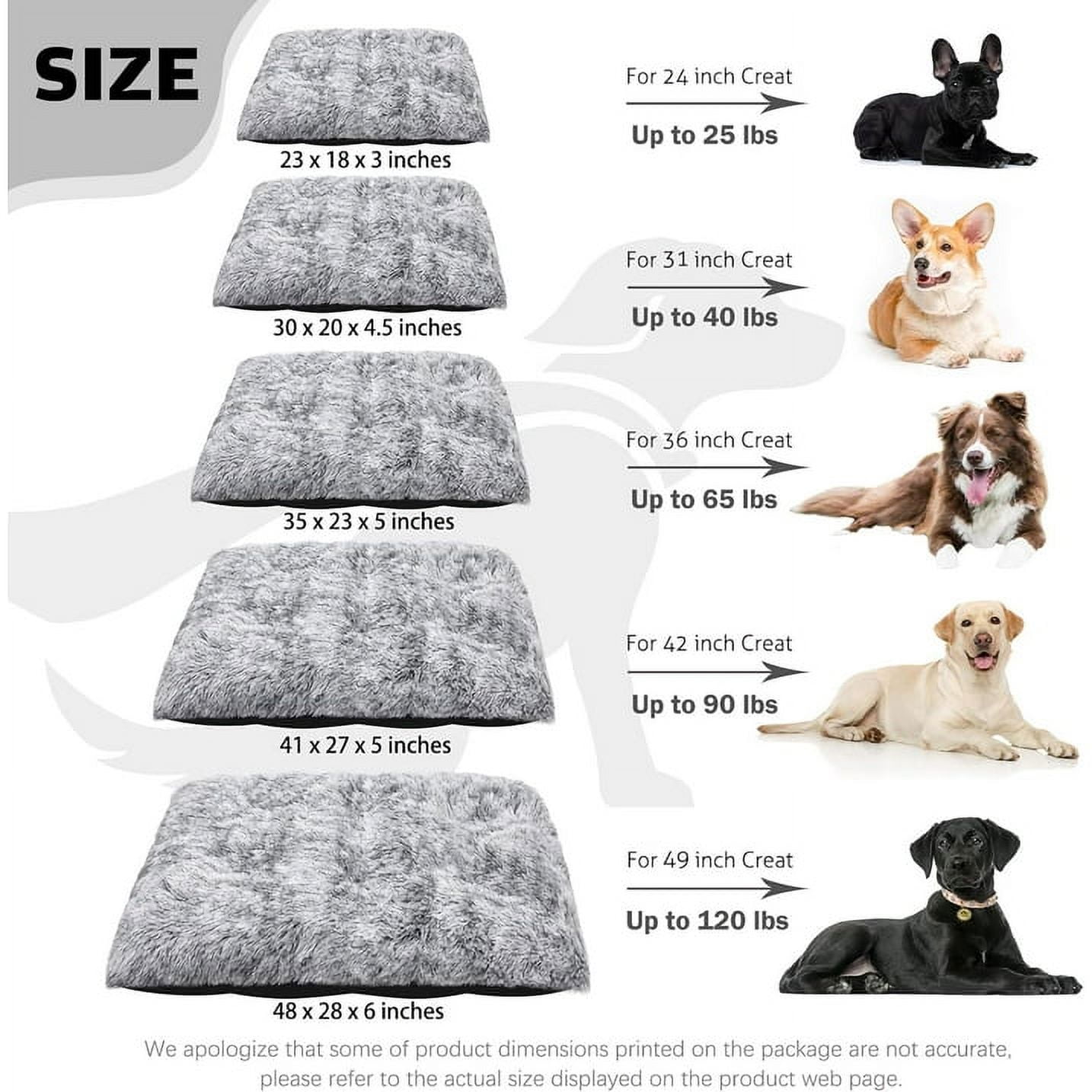 Large Dog Bed Washable Dog Mats Anti-Slip Bottom Beige Large 51"x35" Pet Beds for Large Dogs