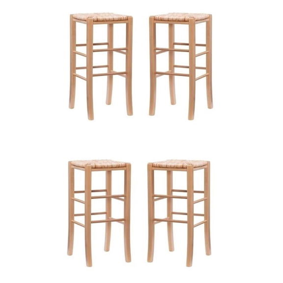 Home Square 29" Backless Wood Barstool in Natural Finish - Set of 4