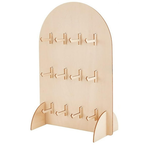 Pegboard Display Stand, Large Arch Shaped Wood Bracelet Display Stands Tabletop Jewelry Organizer Holder With 12 Hooks For Earring Cards, Necklaces, Keychains
