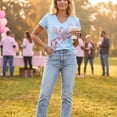 thumbnail image 5 of Domzest Womens V Neck T Shirt Breast Cancer Awareness Survivor Never Give Up Pink Ribbon Graphic Tee Casual Short Sleeve Tops Blue XXL, 5 of 6