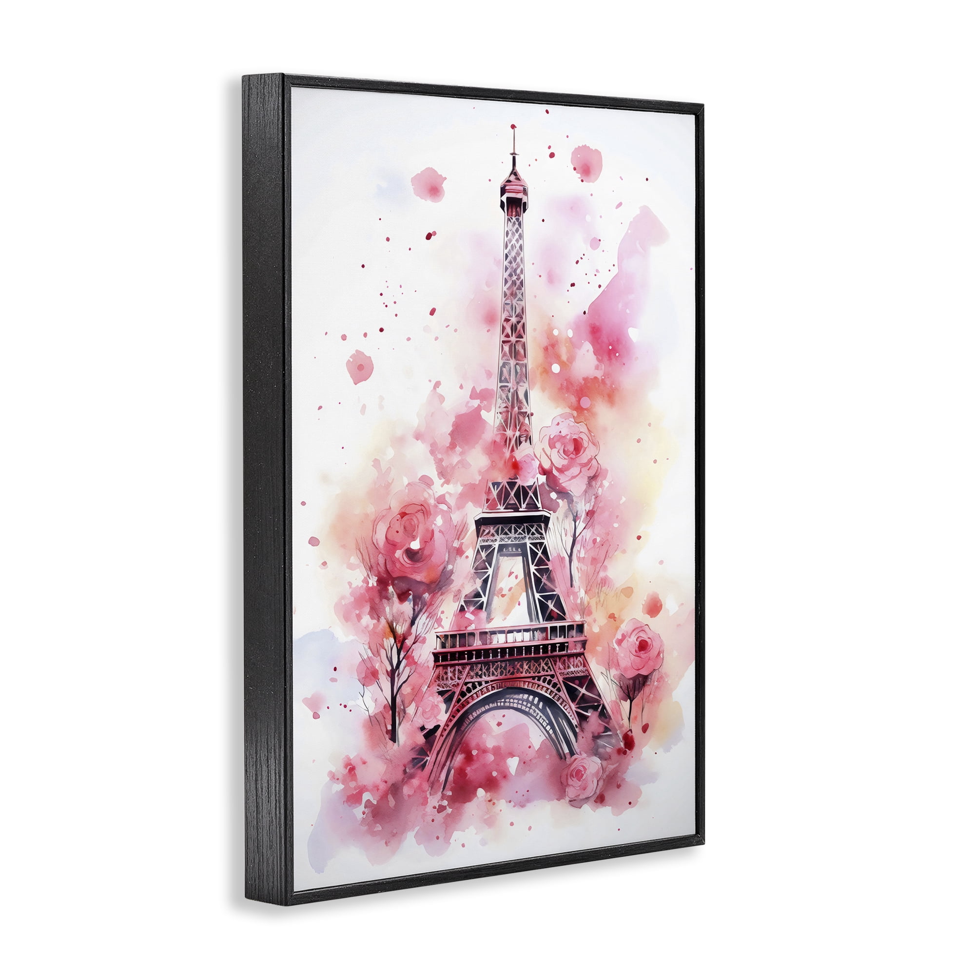 Stupell Industries Eiffel Tower In Roses Black Framed Giclee Art, design by Creative Studio
