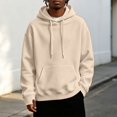 thumbnail image 2 of JIAYUE Men Hooded Sweatshirt Oversize Solid Color Long Sleeve Drawstring With Pocket Hoodie for Outdoor Wear, 2 of 8
